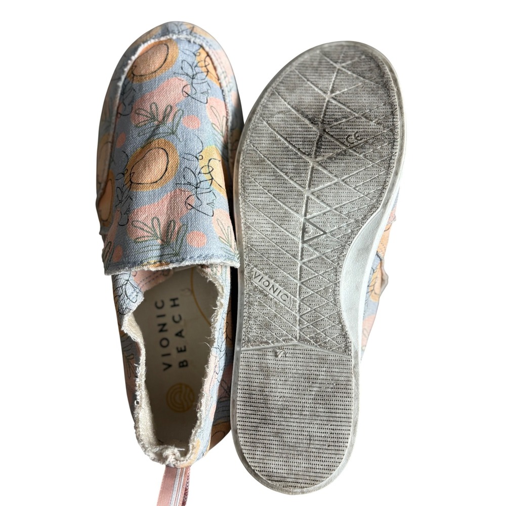 Vionic Beach Malibu Peach Botanical Print Slip On Canvas Sneakers Womens 8 - Picture 6 of 6